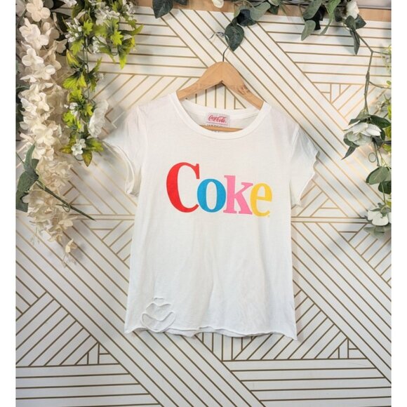 Wildfox X Coke Coca Cola Logo Retro 90's Multicolor Soft Sheer Shirt Tee 80's SM - Picture 1 of 6